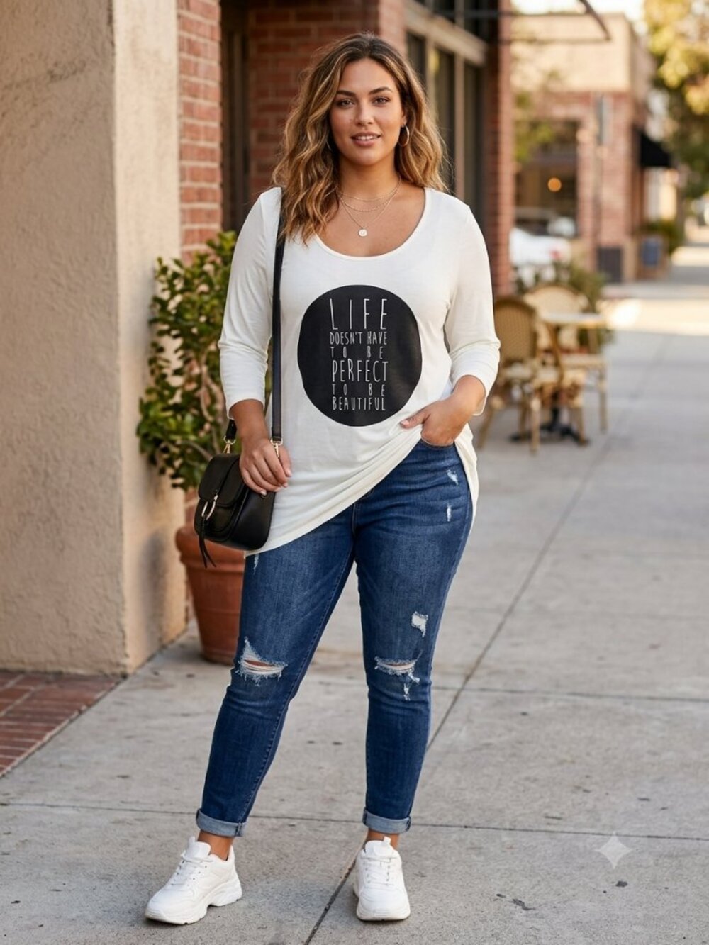 Joe Boxer White Graphic Tunic Top Scoop Neck Long Sleeve Boho Soft Rayon Size L